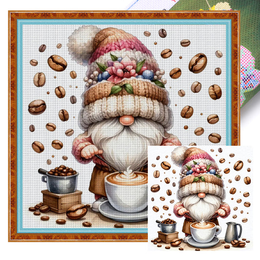 Coffee Gnome - 11CT Stamped Cross Stitch 40*40CM