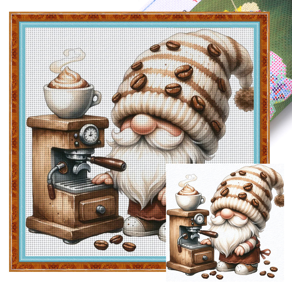 Coffee Gnome - 11CT Stamped Cross Stitch 40*40CM