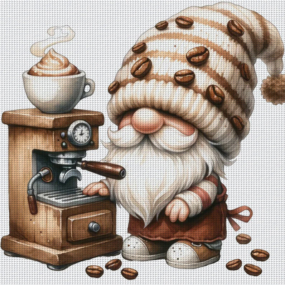 Coffee Gnome - 11CT Stamped Cross Stitch 40*40CM