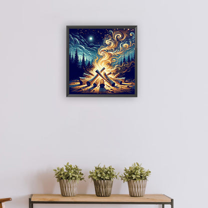 Picnic Bonfire In The Forest - Full Round Drill Diamond Painting 30*30CM
