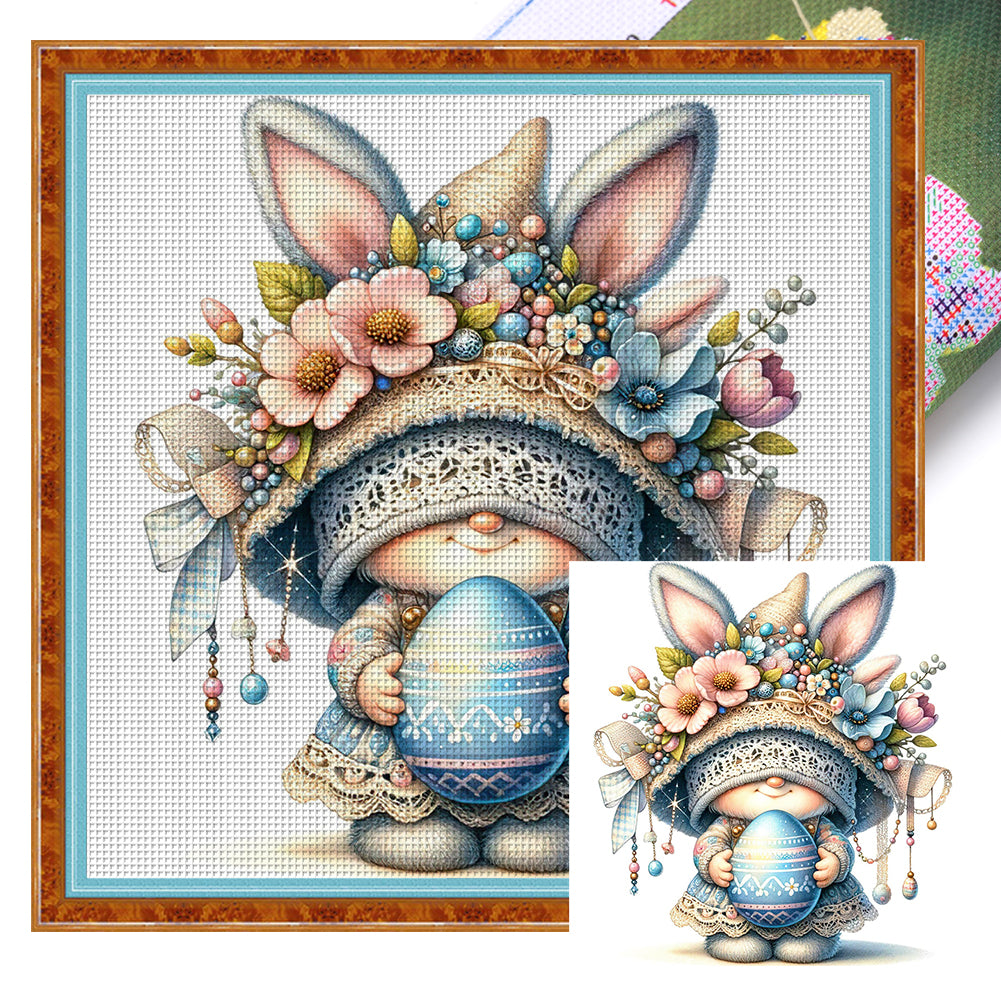 Easter Bunny Gnome - 11CT Stamped Cross Stitch 45*45CM