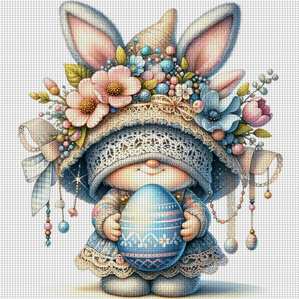 Easter Bunny Gnome - 11CT Stamped Cross Stitch 45*45CM