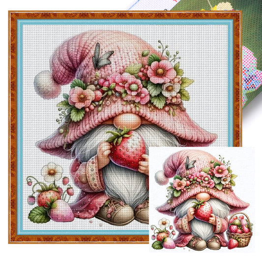 Strawberry Gnome - 11CT Stamped Cross Stitch 45*45CM