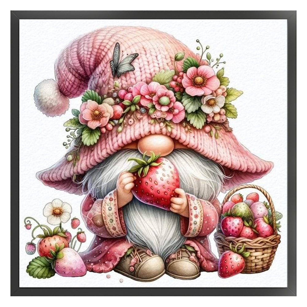 Strawberry Gnome - 11CT Stamped Cross Stitch 45*45CM