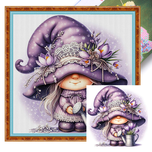 Tulip Gnome - 11CT Stamped Cross Stitch 45*45CM