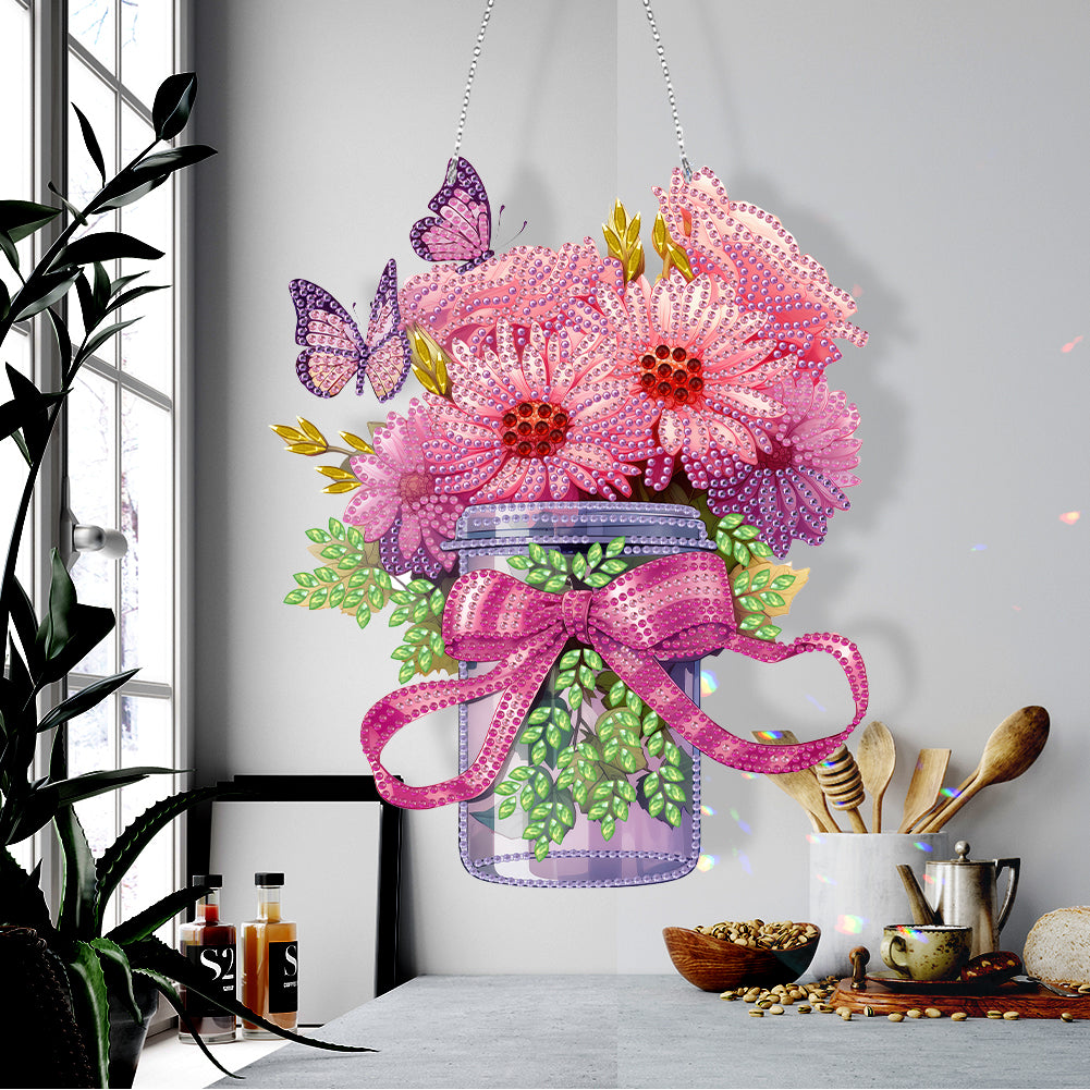 Glow Butterfly Vase 5D DIY Diamond Painting Dots Pendant Office Decor (KJ095)