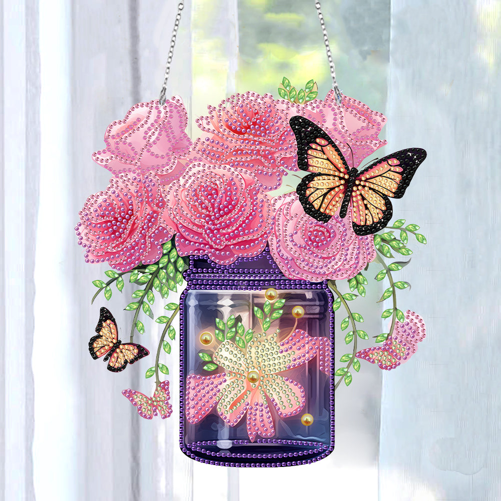 Glow Butterfly Vase 5D DIY Diamond Painting Dots Pendant Office Decor KJ096)