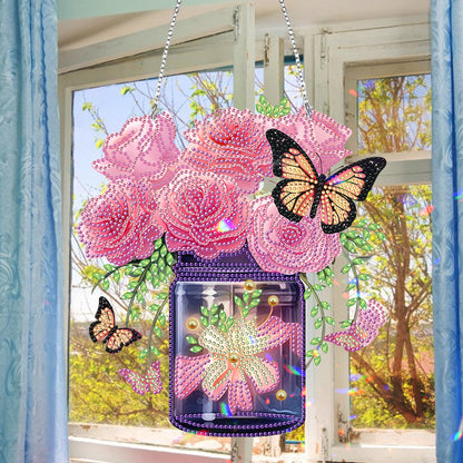 Glow Butterfly Vase 5D DIY Diamond Painting Dots Pendant Office Decor KJ096)