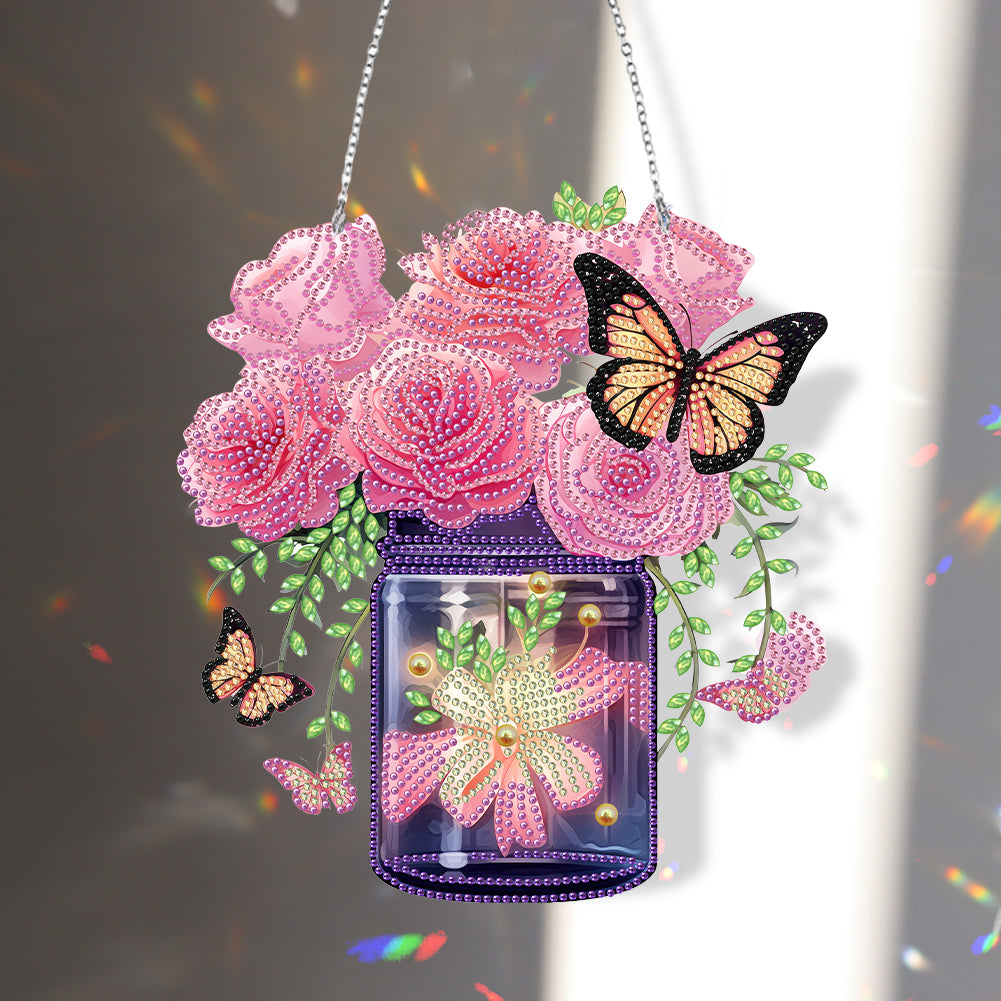 Glow Butterfly Vase 5D DIY Diamond Painting Dots Pendant Office Decor KJ096)