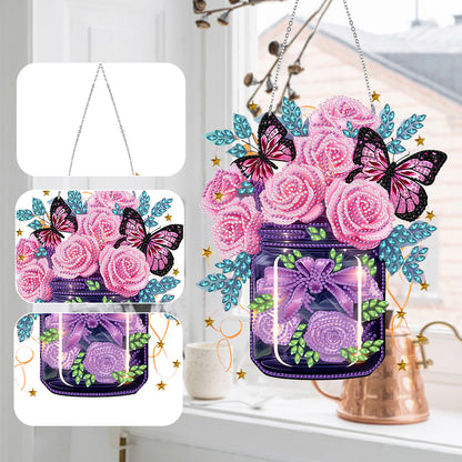 Glow Butterfly Vase 5D DIY Diamond Painting Dots Pendant Office Decor (KJ097)