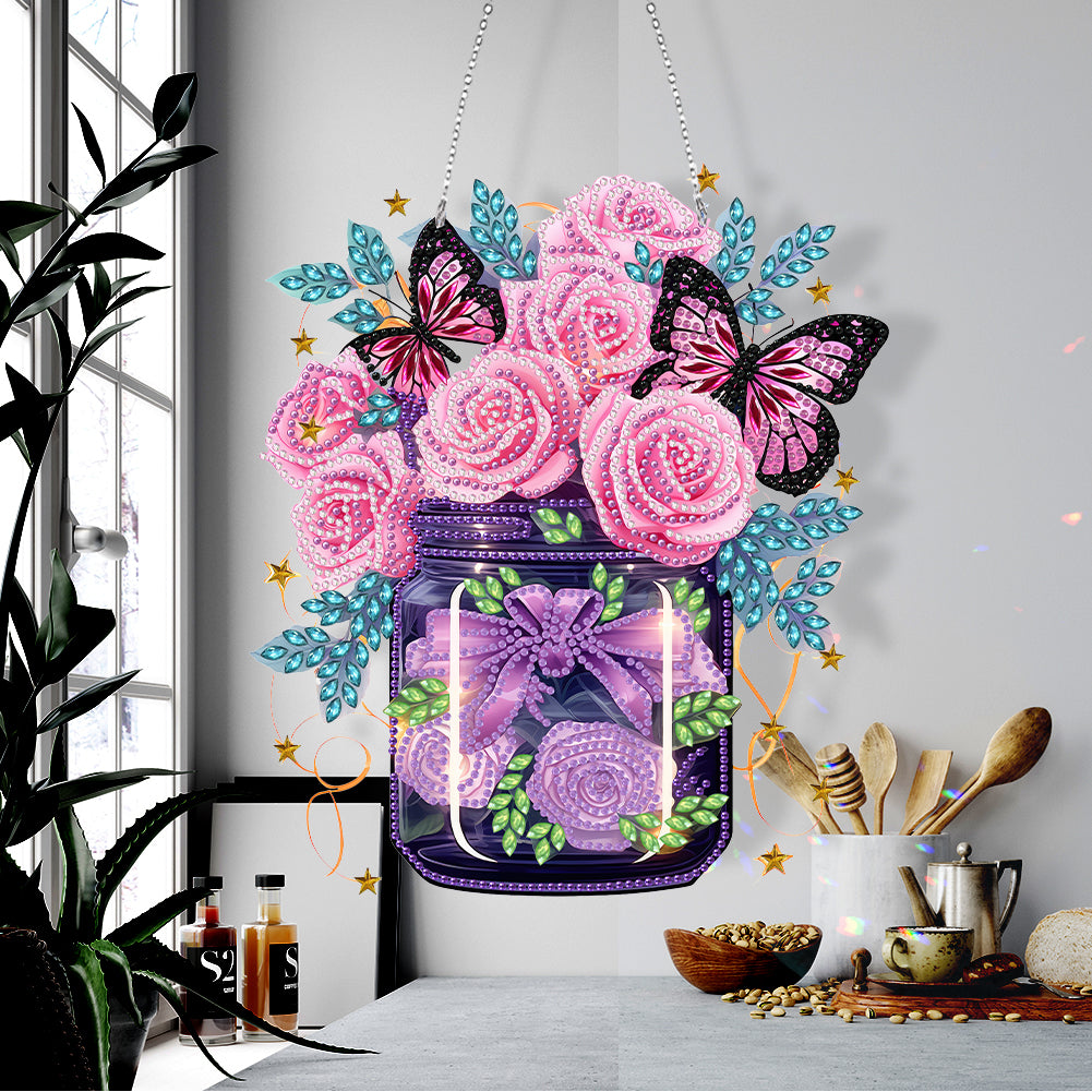Glow Butterfly Vase 5D DIY Diamond Painting Dots Pendant Office Decor (KJ097)