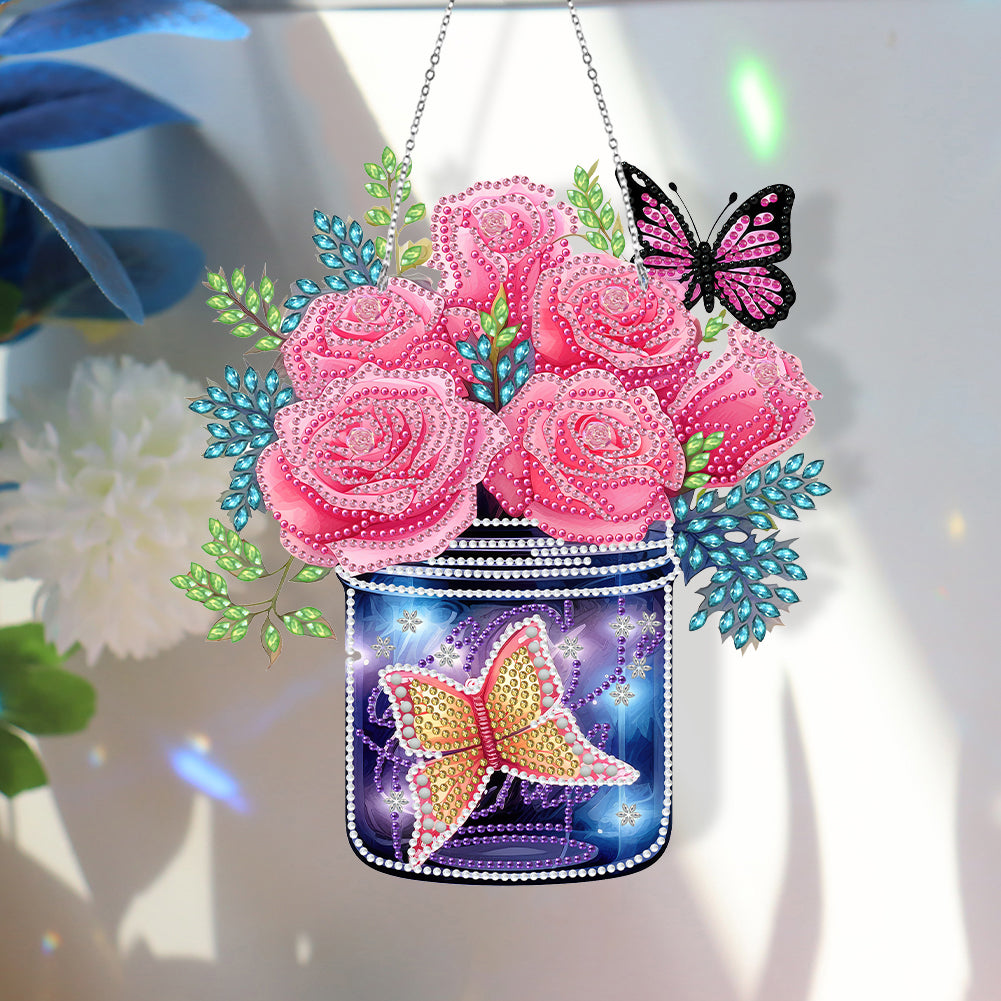 Glow Butterfly Vase 5D DIY Diamond Painting Dots Pendant Office Decor (KJ098)