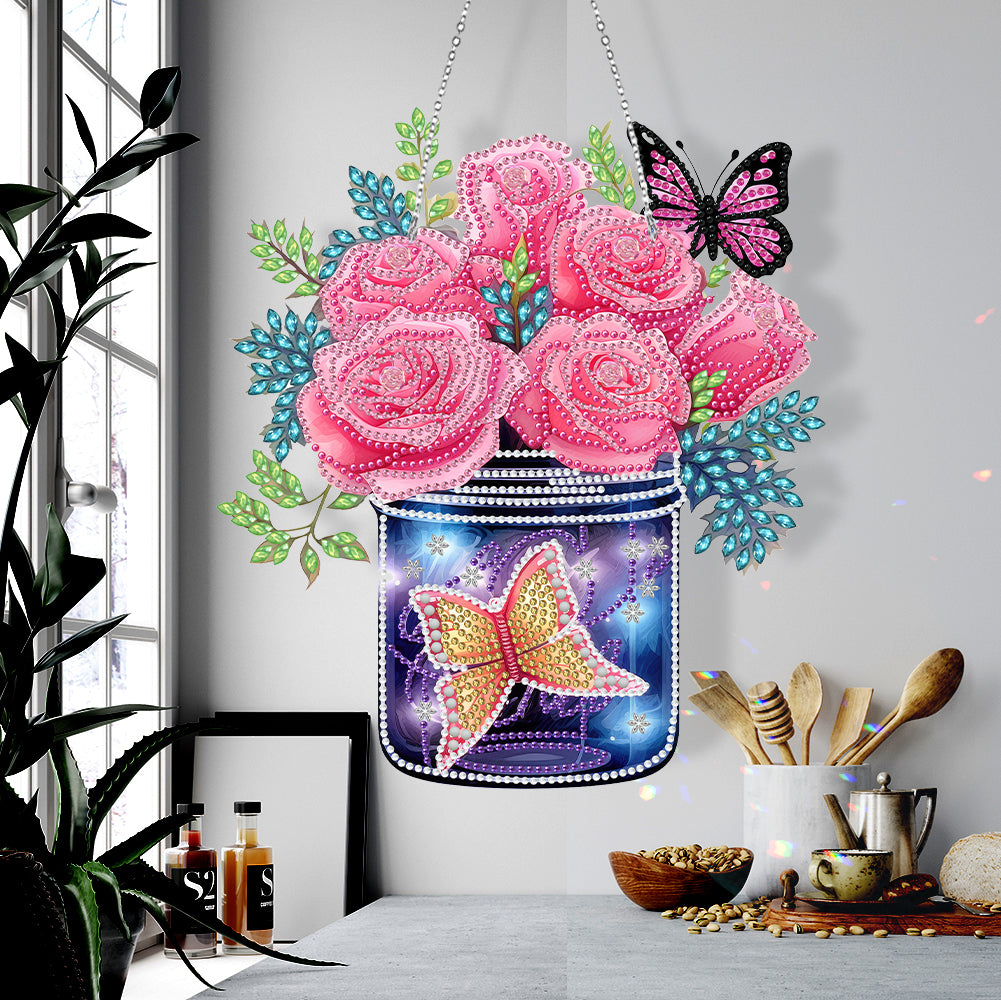 Glow Butterfly Vase 5D DIY Diamond Painting Dots Pendant Office Decor (KJ098)