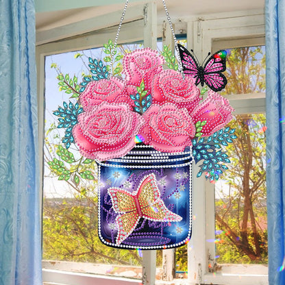 Glow Butterfly Vase 5D DIY Diamond Painting Dots Pendant Office Decor (KJ098)