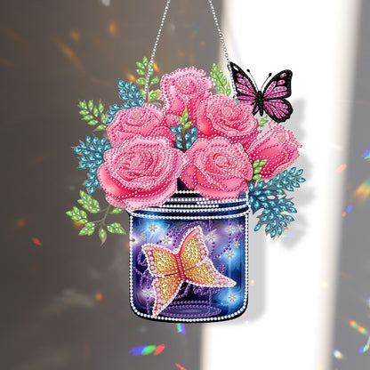Glow Butterfly Vase 5D DIY Diamond Painting Dots Pendant Office Decor (KJ098)