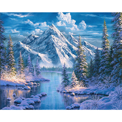 Woods Snow Mountain - Full Square Drill Diamond Painting 50*40CM