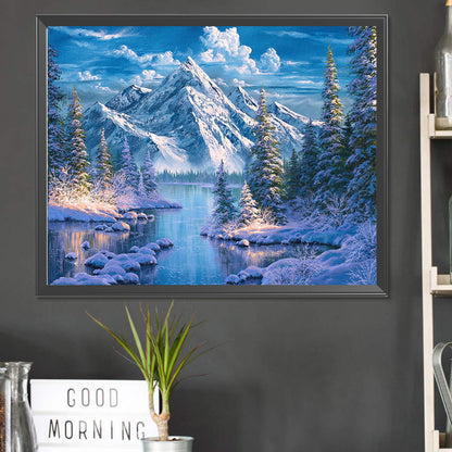 Woods Snow Mountain - Full Square Drill Diamond Painting 50*40CM