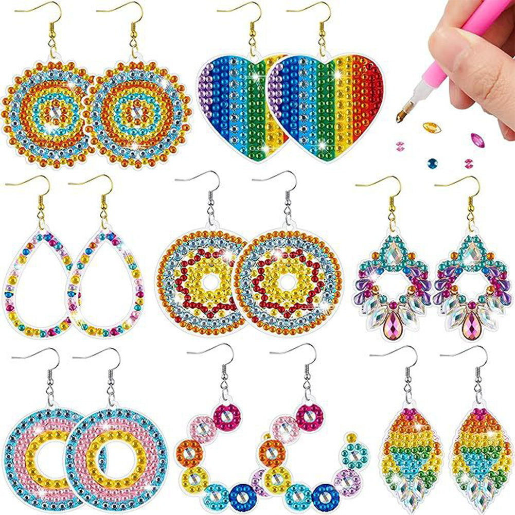 8 Pairs Double Sided Diamond Painting DIY Earring Making Kit for Women Girls (3)