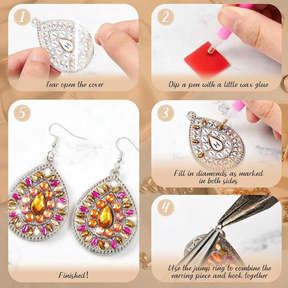 8 Pairs Double Sided Diamond Painting DIY Earring Making Kit for Women Girls (3)