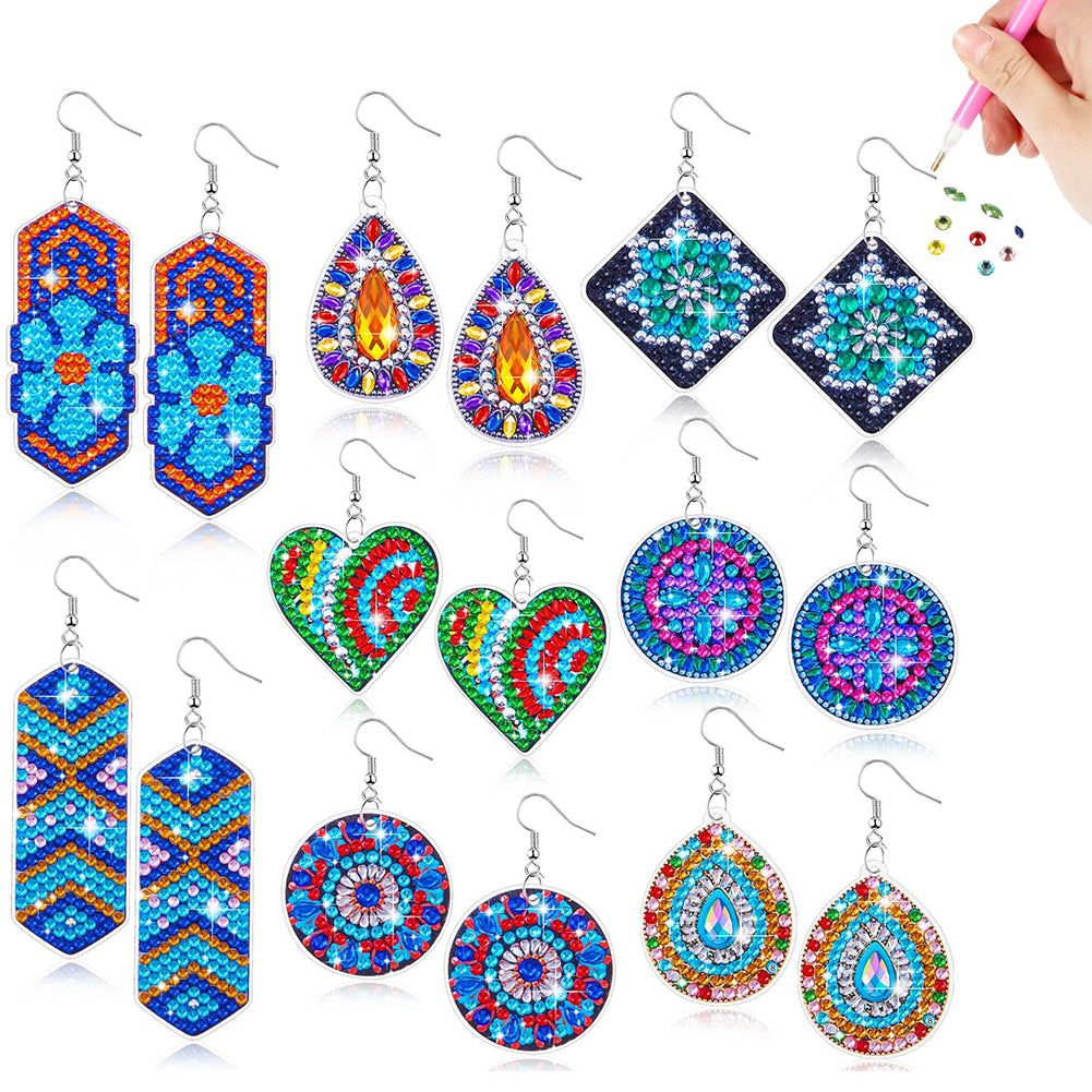8 Pairs Double Sided Diamond Painting DIY Earring Making Kit for Women Girls (4)