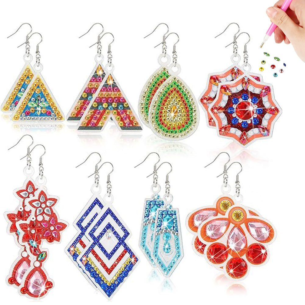 8 Pairs Double Sided Diamond Painting DIY Earring Making Kit for Women Girls (5)