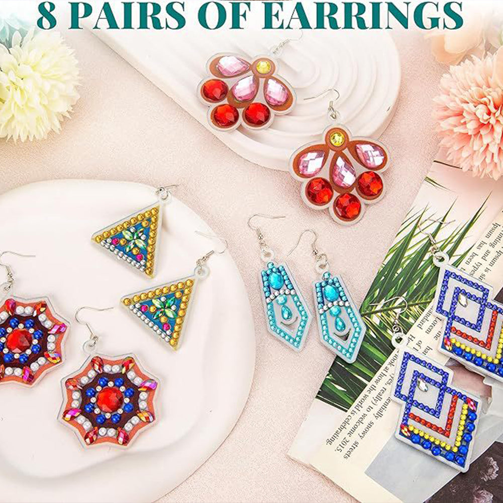 8 Pairs Double Sided Diamond Painting DIY Earring Making Kit for Women Girls (5)