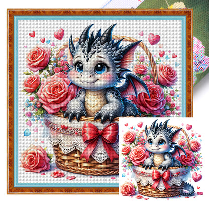 Love Rose Pterosaur - 11CT Stamped Cross Stitch 45*45CM