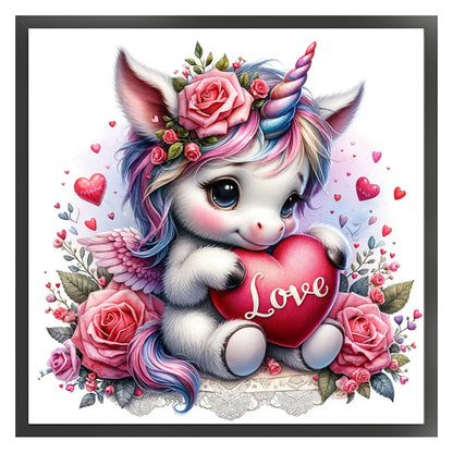 Love Rose Unicorn - 11CT Stamped Cross Stitch 45*45CM