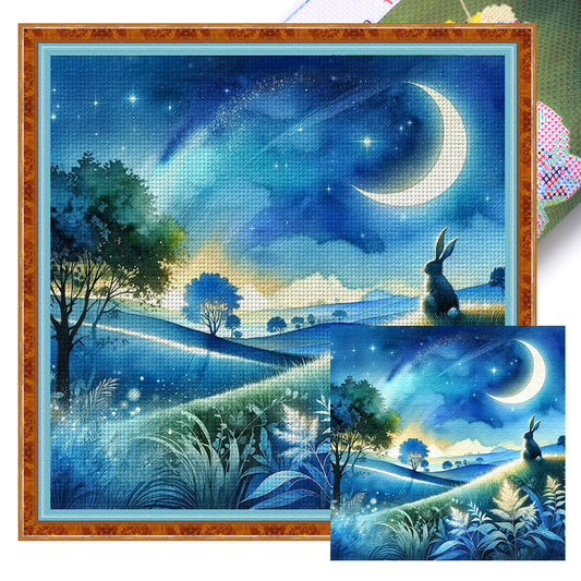 Rabbit In The Moonlight - 11CT Stamped Cross Stitch 45*45CM