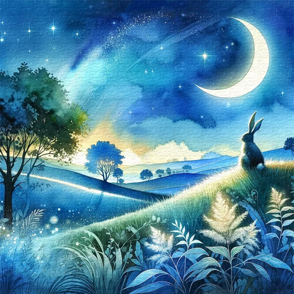 Rabbit In The Moonlight - 11CT Stamped Cross Stitch 45*45CM