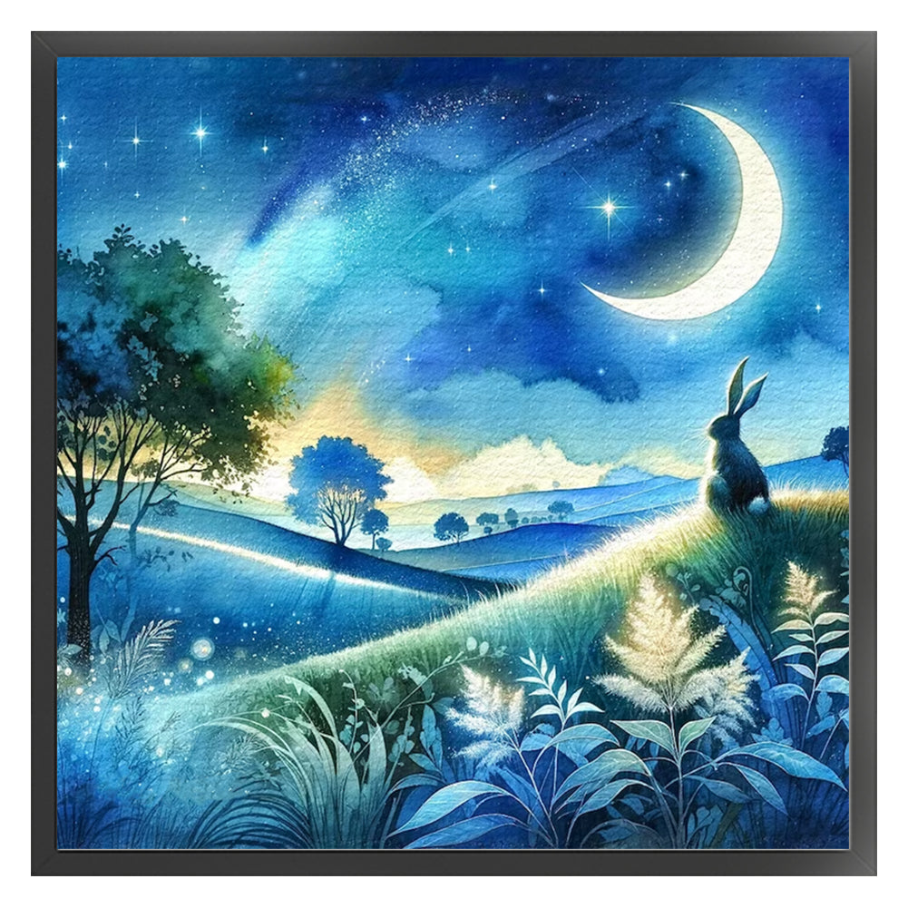 Rabbit In The Moonlight - 11CT Stamped Cross Stitch 45*45CM