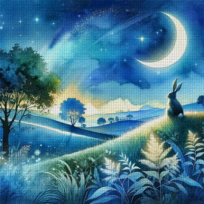 Rabbit In The Moonlight - 11CT Stamped Cross Stitch 45*45CM