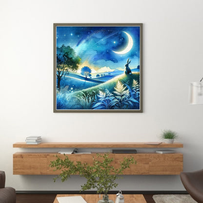 Rabbit In The Moonlight - 11CT Stamped Cross Stitch 45*45CM