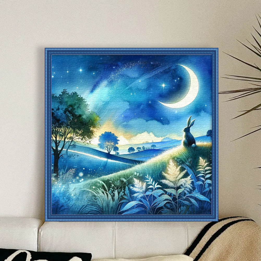 Rabbit In The Moonlight - 11CT Stamped Cross Stitch 45*45CM
