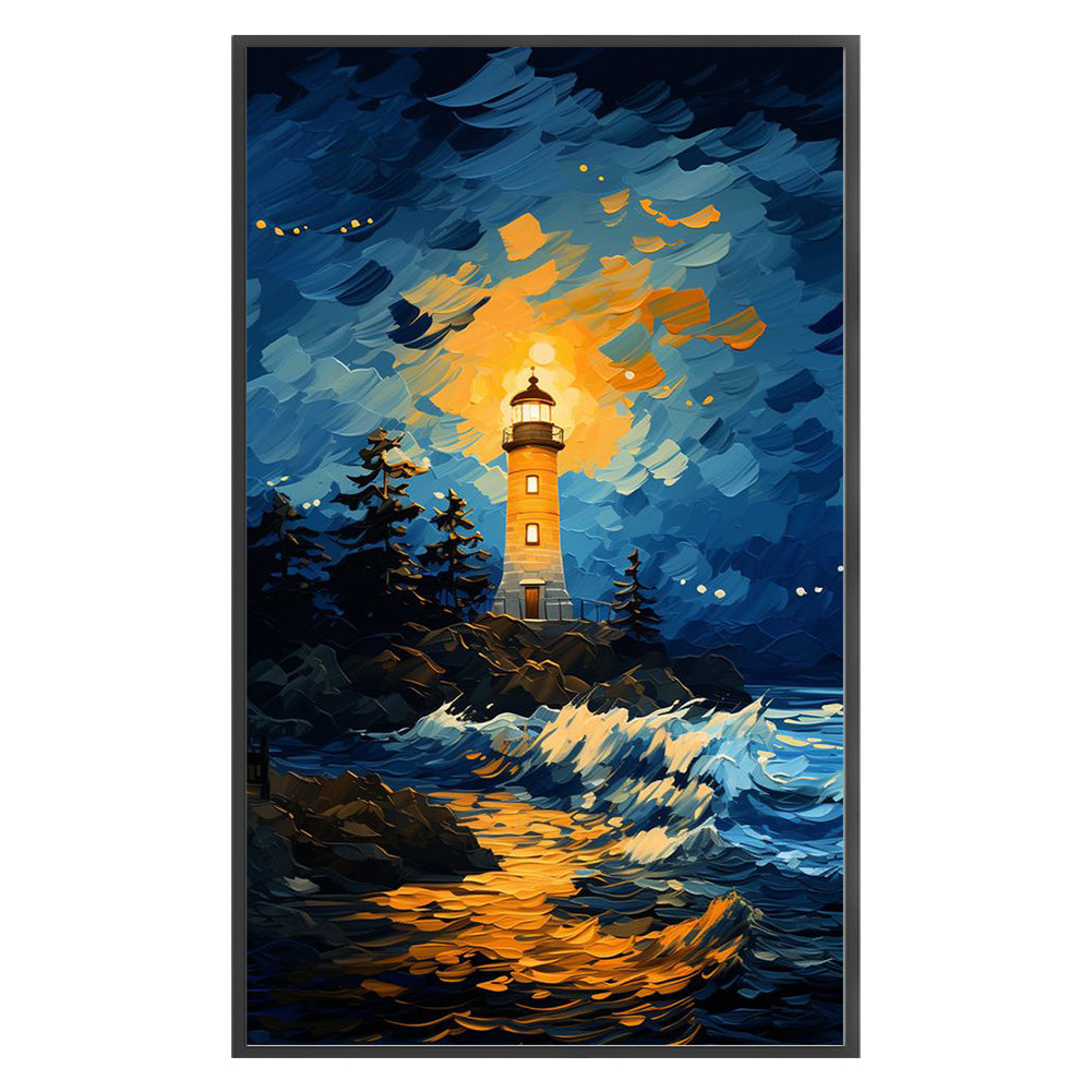 Oil Painting Lighthouse - 11CT Stamped Cross Stitch 35*60CM