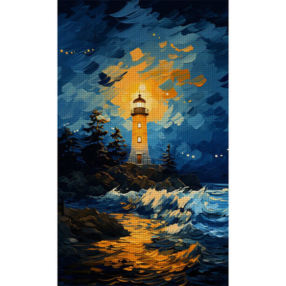 Oil Painting Lighthouse - 11CT Stamped Cross Stitch 35*60CM