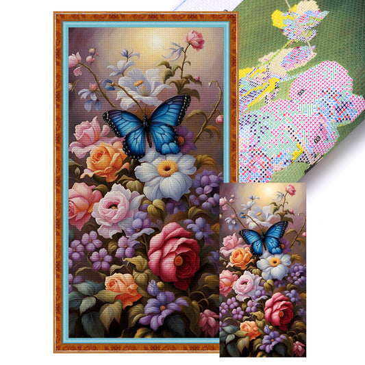 Butterfly Flowers - 11CT Stamped Cross Stitch 35*70CM