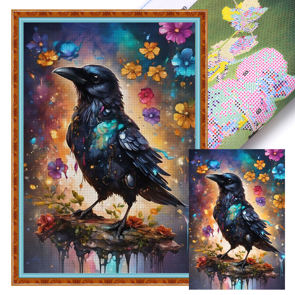 Flowers And Crows - 11CT Stamped Cross Stitch 40*60CM