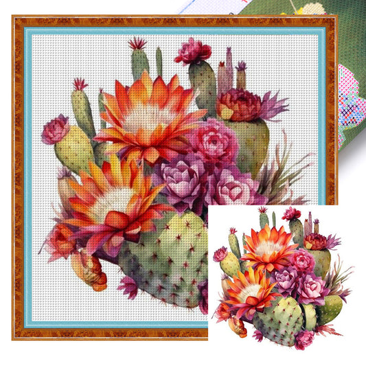 Cactus Flower - 11CT Stamped Cross Stitch 50*50CM
