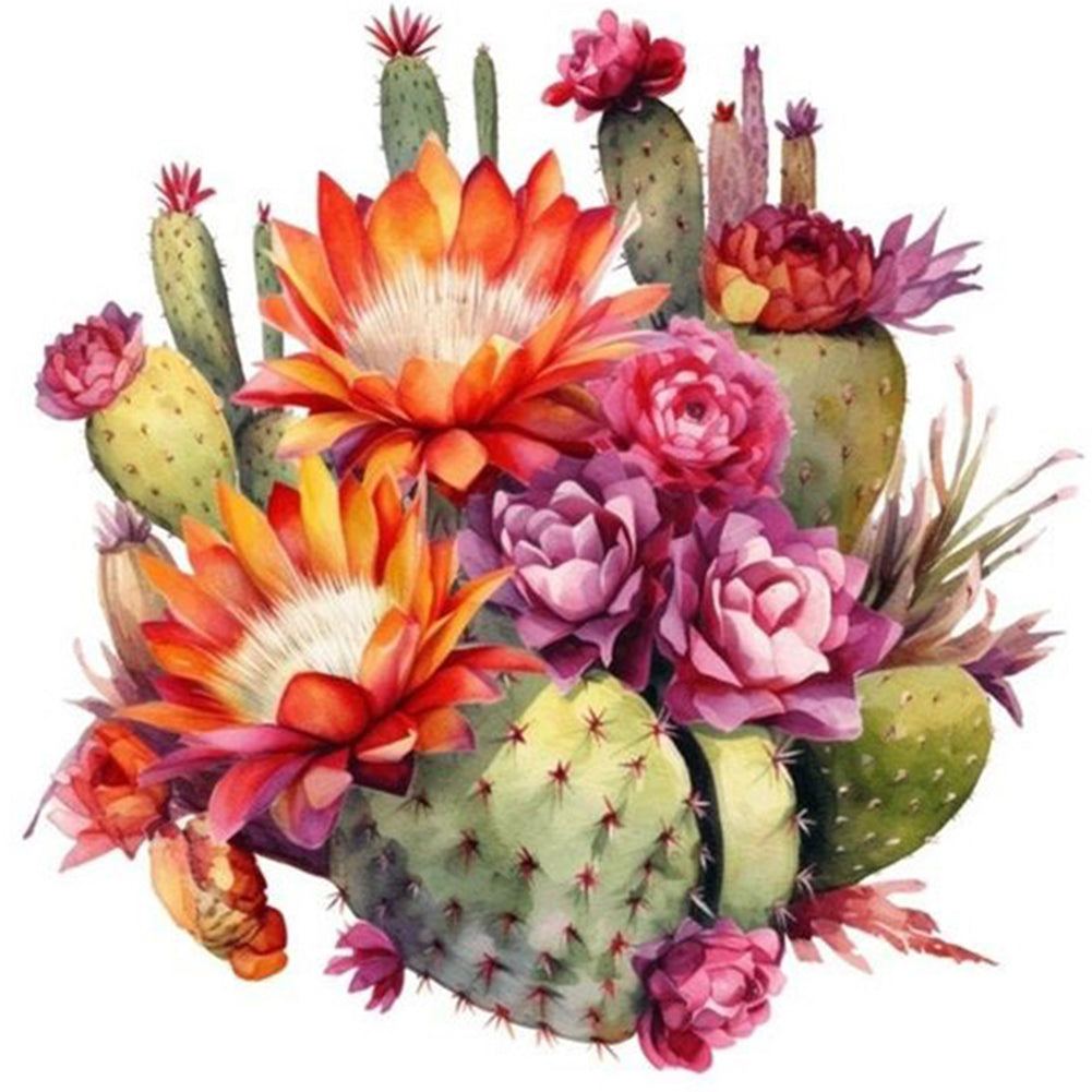 Cactus Flower - 11CT Stamped Cross Stitch 50*50CM