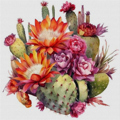 Cactus Flower - 11CT Stamped Cross Stitch 50*50CM