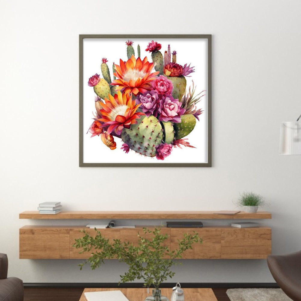 Cactus Flower - 11CT Stamped Cross Stitch 50*50CM