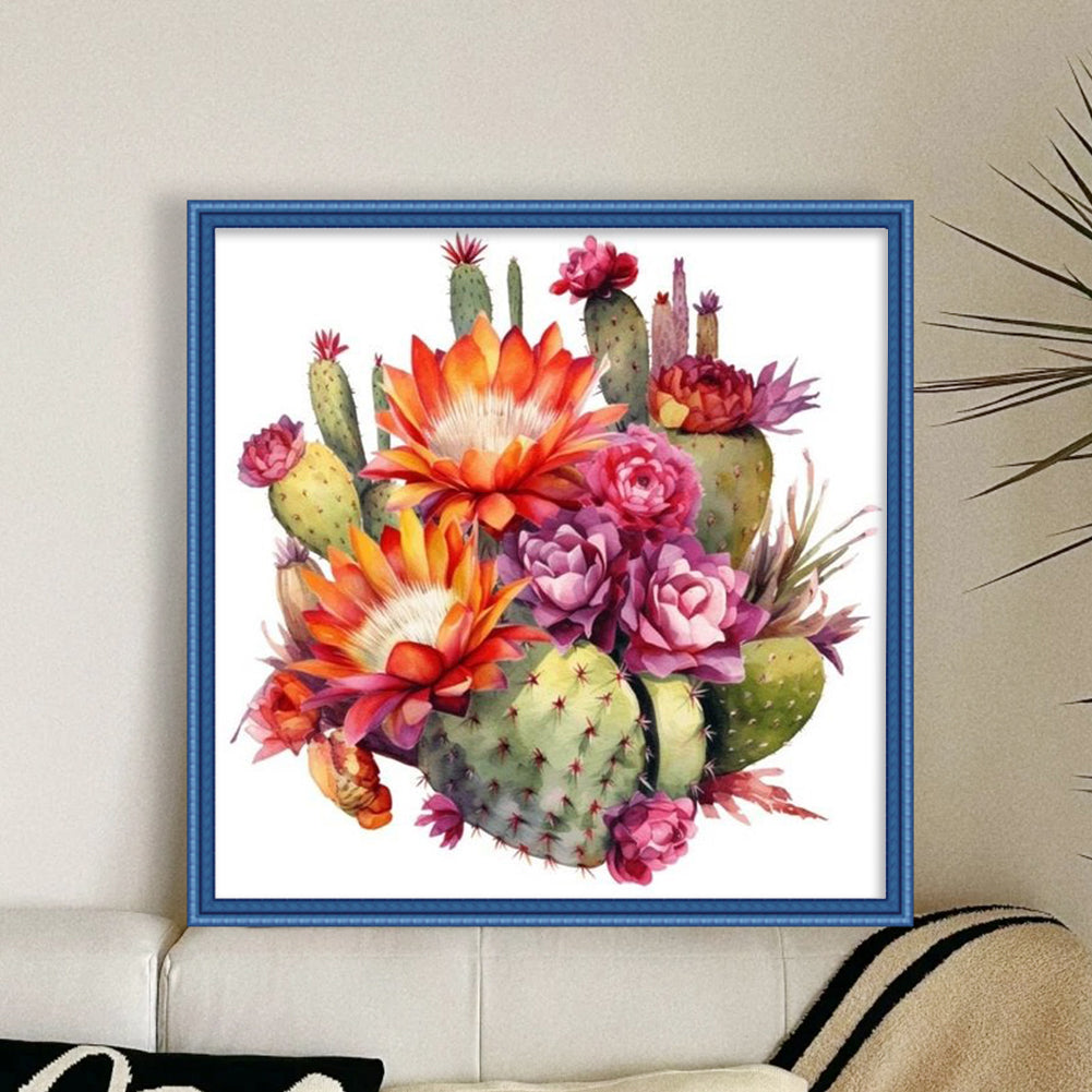 Cactus Flower - 11CT Stamped Cross Stitch 50*50CM