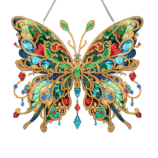 Special Shape Diamond Painting Hanging Pendant Home Decor (Green Butterfly)