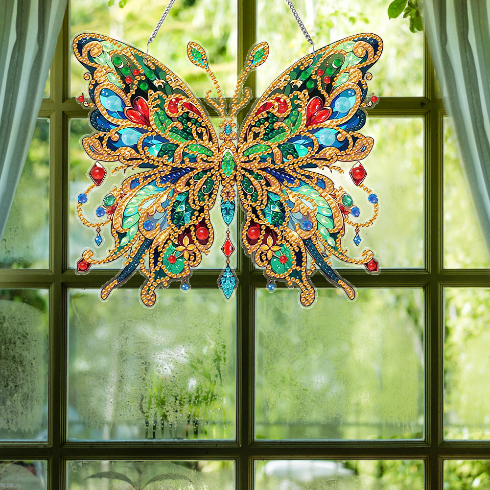 Special Shape Diamond Painting Hanging Pendant Home Decor (Green Butterfly)