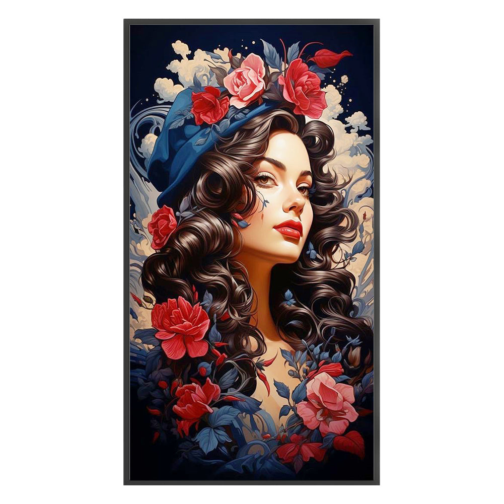 Rose Woman - 11CT Stamped Cross Stitch 40*70CM