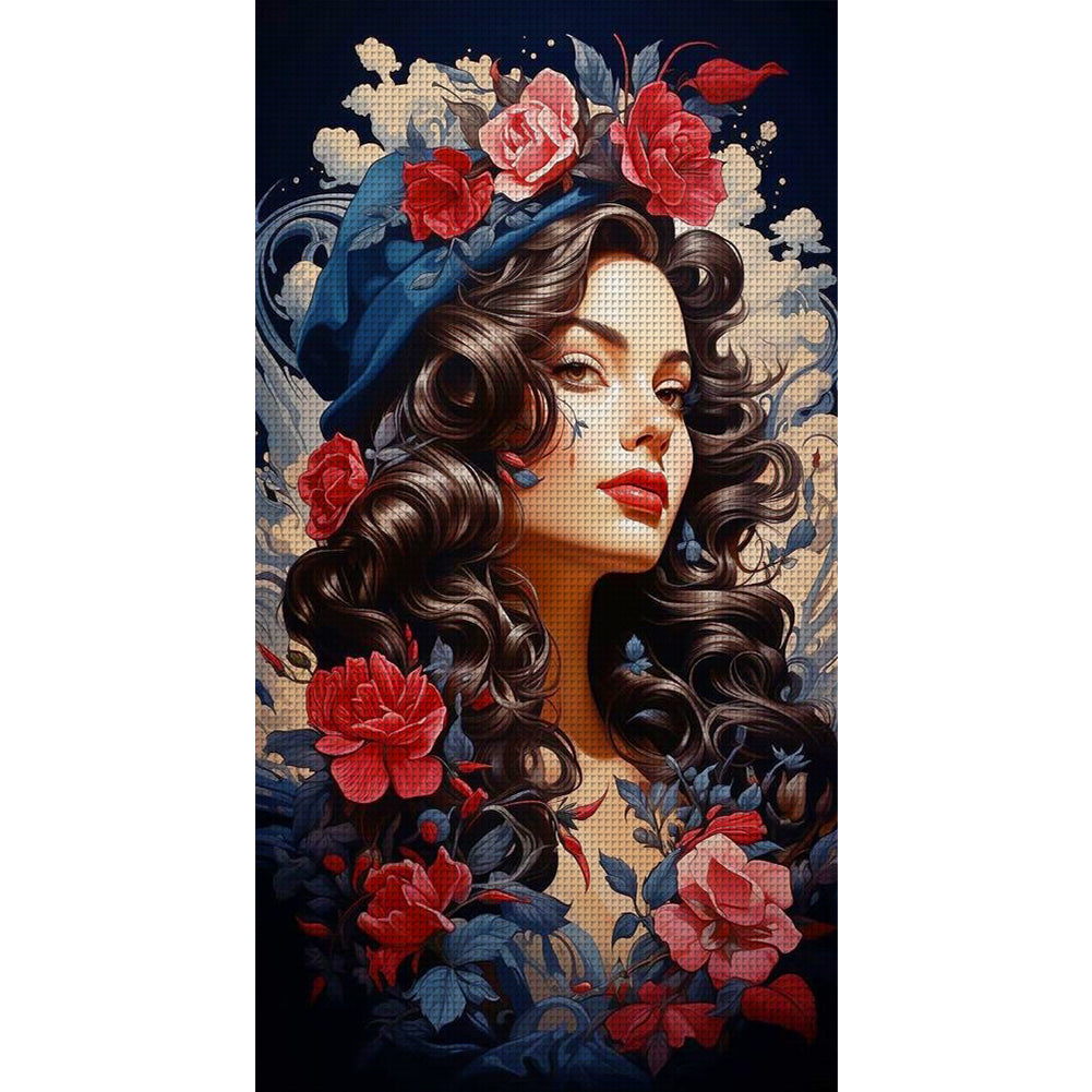 Rose Woman - 11CT Stamped Cross Stitch 40*70CM