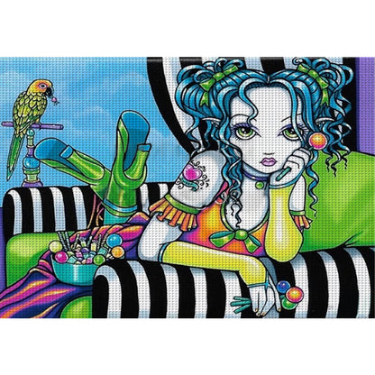 Illustration Girl - 11CT Stamped Cross Stitch 60*45CM