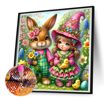 Easter Flowers Bunny - Full Round Drill Diamond Painting 30*30CM