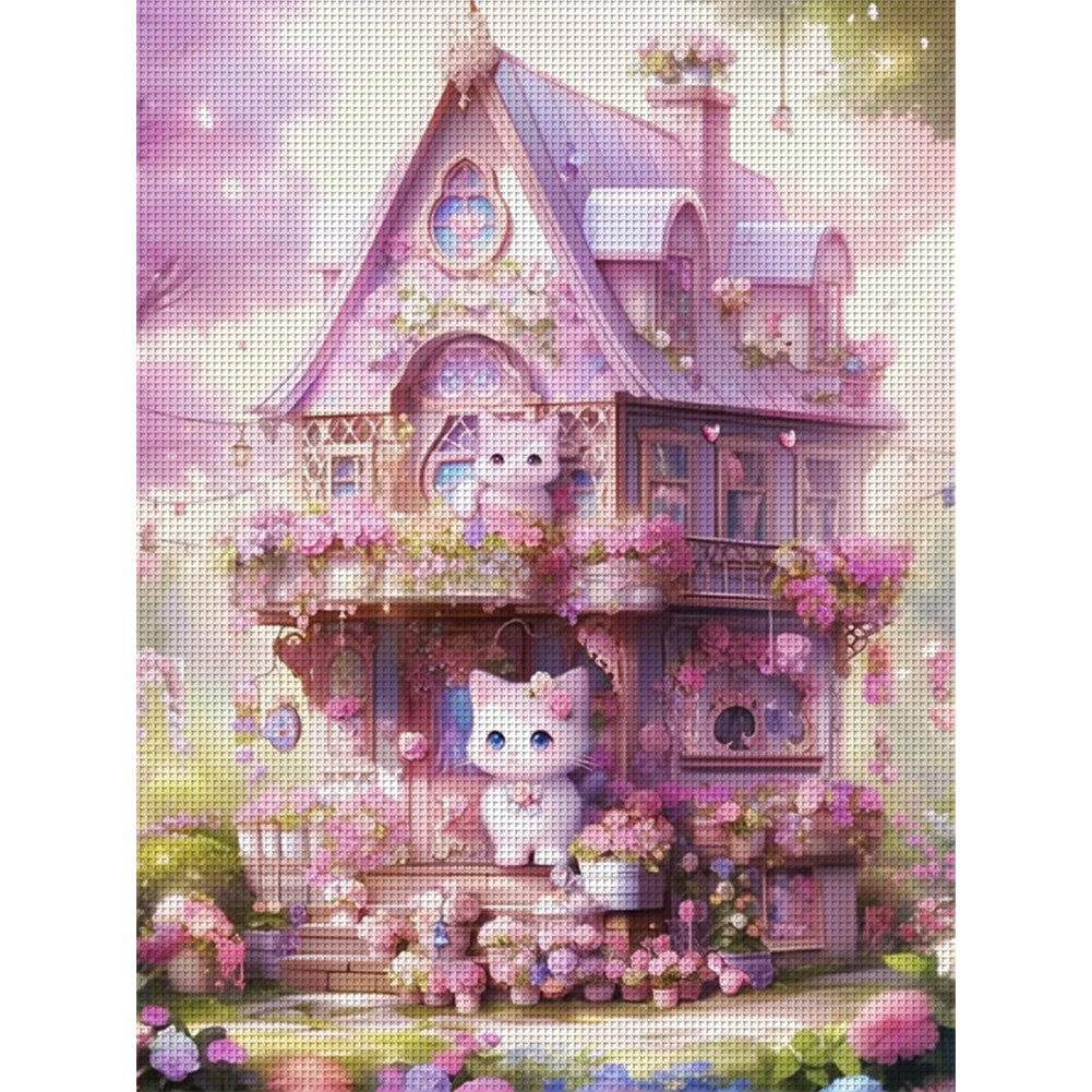 Cat Castle - 11CT Stamped Cross Stitch 50*65CM